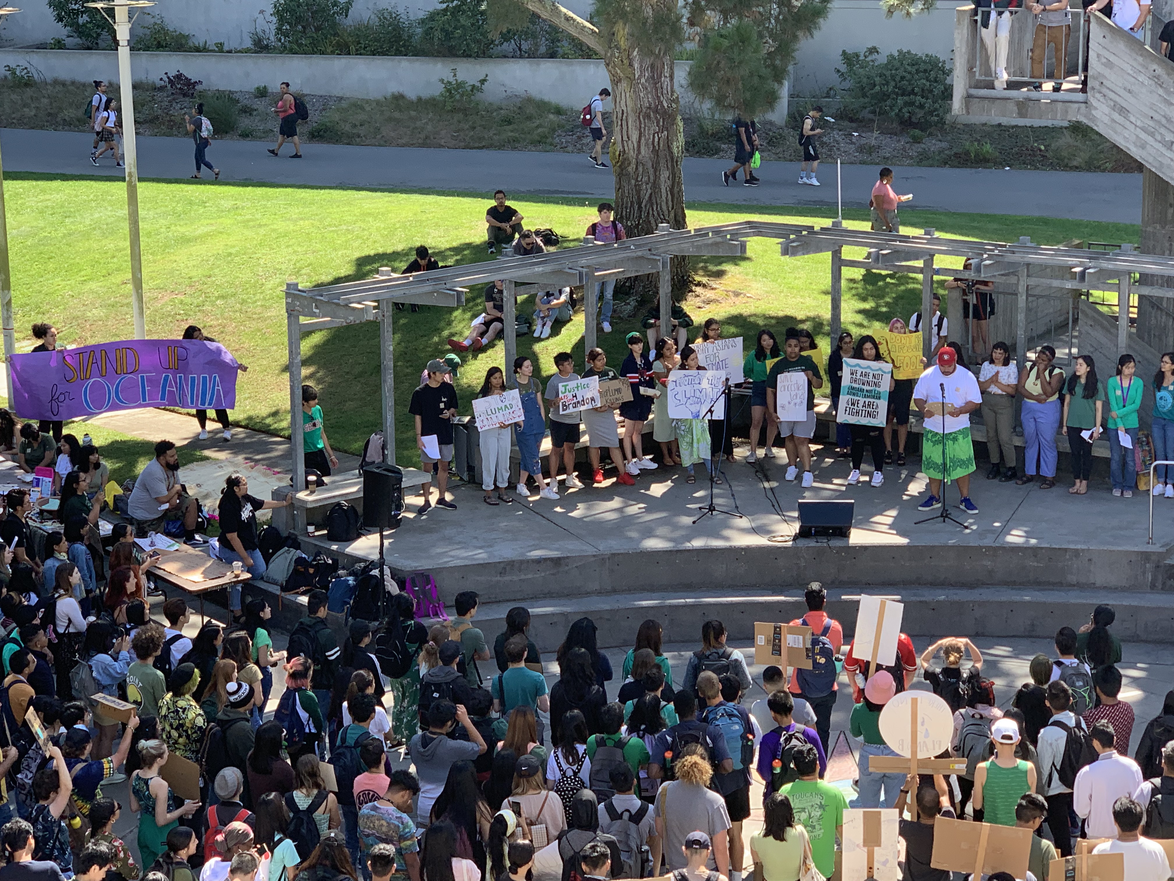 crowd of students at climate rally