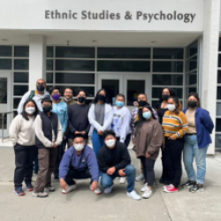 REACH students outside Ethnic Studies & Psychology building 